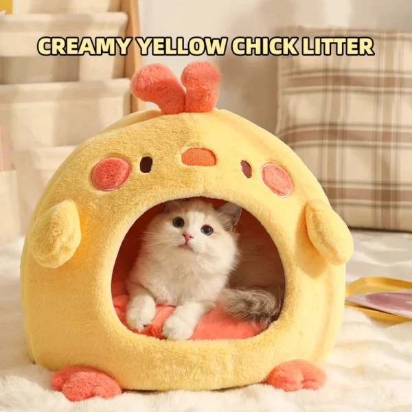 Winter Warm Enclosed Cat Sleeping Bag – Cozy Nest for Cats & Small Dogs, Soft Indoor Pet House