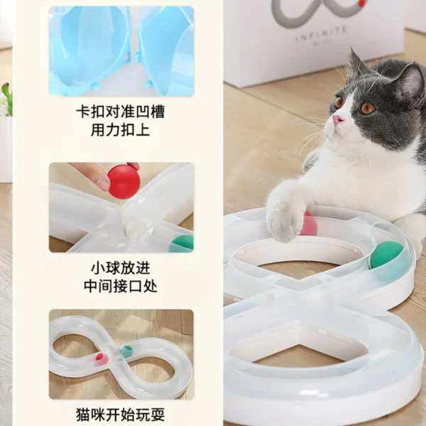 HOOPET Cat Track Ball Toy – Interactive Teaser with Carousel & Stick for Kittens