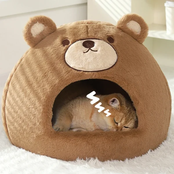 Indoor Pet Cave Bed – Soft Warm Cat House & Puppy Nest for Winter Comfort