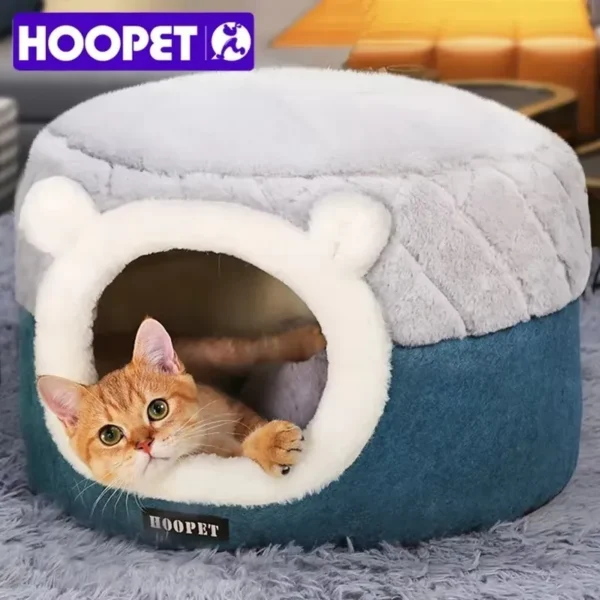 Plush Winter Cat & Dog Bed – Soft Warm Kennel Nest with Cushion for Small Pets