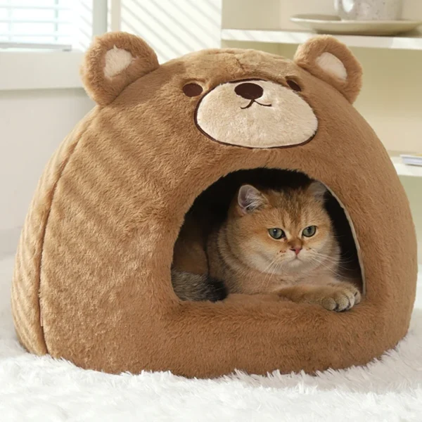 Indoor Pet Cave Bed – Soft Warm Cat House & Puppy Nest for Winter Comfort
