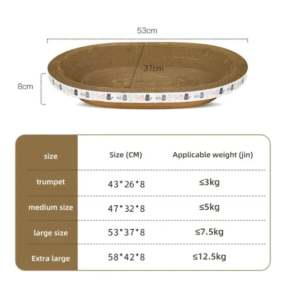 HOOPET Cat Scratcher Bed – Round/Oval Scratch-Resistant Sofa & Claw Grinding Cushion