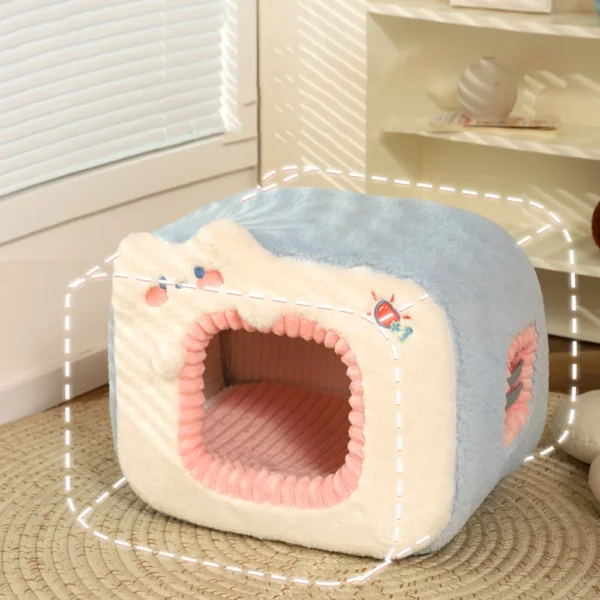 Cozy Cat Cave Bed – Warm Tent-Style Pet House with Soft Cushion for Kittens and Small Dogs