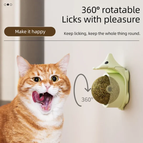 HOOPET Catnip Ball Toy – Hedgehog Wall-Mount Lickable Cat Snack
