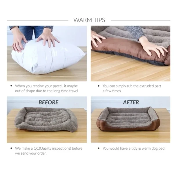 Soft Pet Bed for Cats & Dogs – Waterproof, Washable, Large Sizes